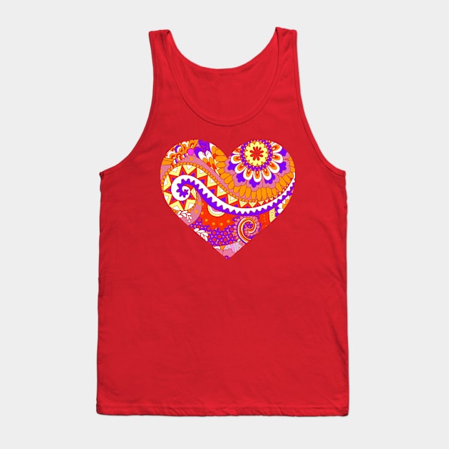 Purple and Orange Floral Heart Tank Top by AlondraHanley